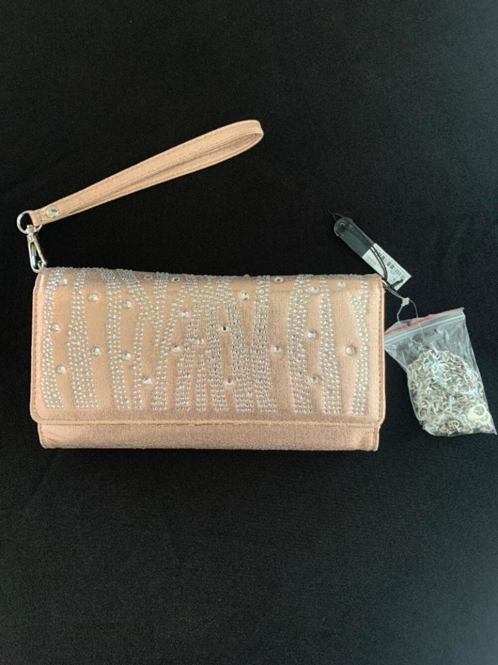 Charming Charlie RSVP Rose gold elegant clutch w/detachable crossbody chain- NWT